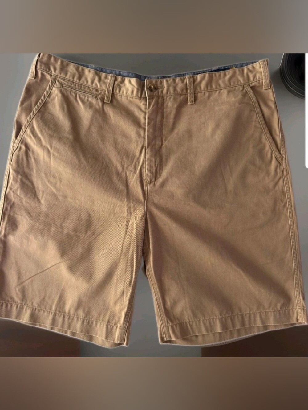 Polo Ralph Lauren Relaxed Fit Tan Khaki Chino Flat Front Shorts Men's Size 38